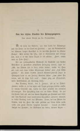 Von den letzten Stunden des Heimgegangenen