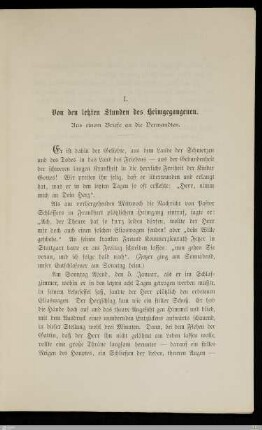 Von den letzten Stunden des Heimgegangenen