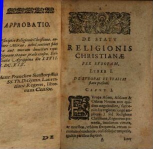 De Statu Religionis Christianae, Per Europam, Asiam, Africam, Et Orbem Novum, Libri IV.