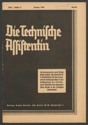 Die Technische Assistentin Jahrgang 9 (1942) 1-12
