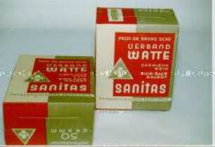 Packungen mit "Prof. Dr. Bruns'sche Verband Watte" von Sanitas