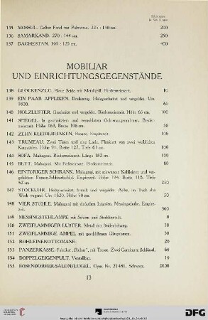 Mobiliar und Einrichtungsgegenstände (Nr. 138-192)