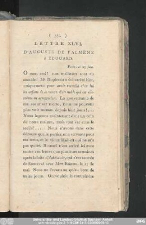 Lettre XLVI. D'Auguste De Palmène à Edouard. Paris, ce 23 juin.