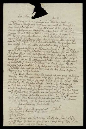 Brief von Jacob Grimm an Charlotte Amalie Grimm