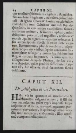 Caput XII. De Alchymia in via Particuliari