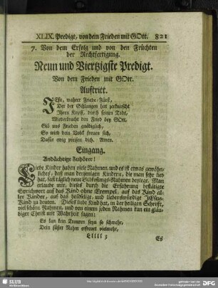 Neun und Viertzigste Predigt. Von dem Frieden mit Gott