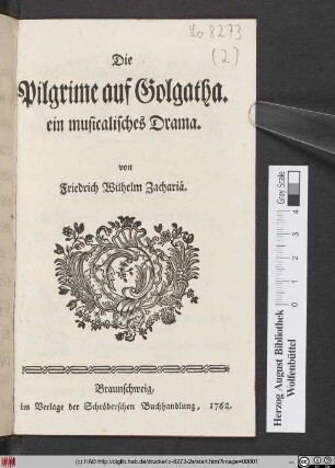 Die Pilgrime auf Golgatha : ein musicalisches Drama