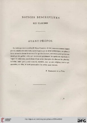 Notices descriptives des planches
