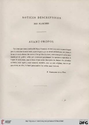 Notices descriptives des planches