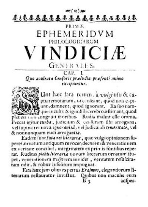 CAP.I. Quo aculeata Censoris præludia præsenti animo excipiuntur.