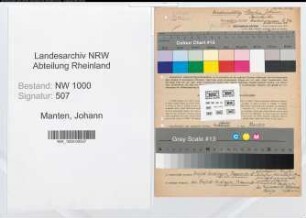 Entnazifizierung Johann Manten, geb. 02.01.1904 (Postsekretaer)