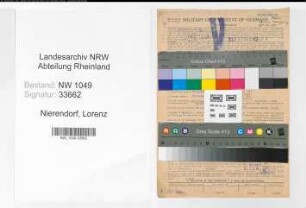 Entnazifizierung Lorenz Nierendorf , geb. 20.06.1895 (Korrespondent)