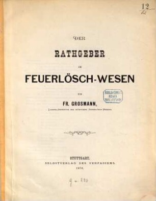 Der Rathgeber im Feuerlösch-Wesen