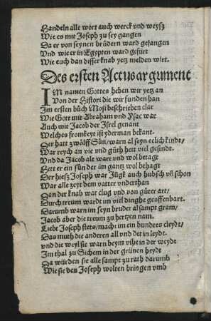 Des ersten Actus argument