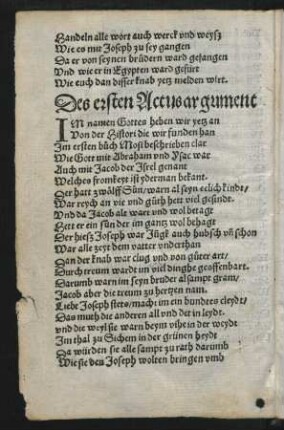 Des ersten Actus argument
