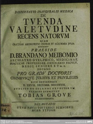 Dissertatio Inauguralis Medica De Tuenda Valetudine Recens Natorum