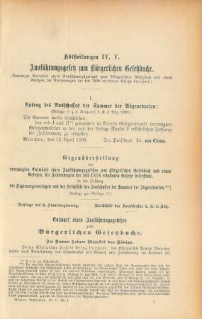 Abtheilungen IV, V. Ausführungsgesetz zum Bürgerlichen Gesetzbuche