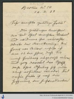 Kondolenzbrief von Emil Michelmann an Bertha Schemann.