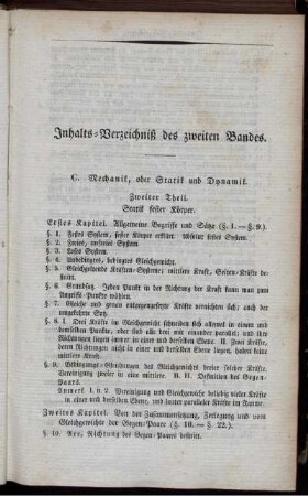 Inhalts-Verzeichniß des zweiten Bandes.