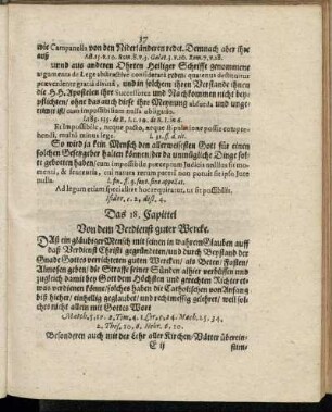 Das 18. Capittel Von dem Verdienst guter Wercke.