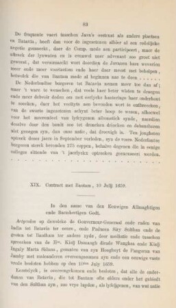XIX. Contract met Bantam, 10 Julij 1659