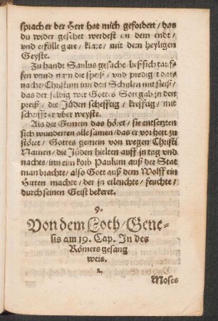 Von dem Loth/ Gene=||sis am 19. Cap. Jn des || Rœmers gesang || weis. ||