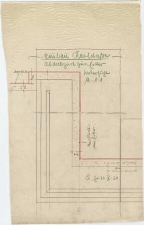 Billing, Hermann; Karlsruhe (Baden-Württemberg), Kolpingplatz; Kolpingplatz (früher Karlsplatz) - Abdeckgurt zum Erker