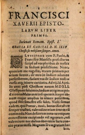 Francisci Xaverii Epistolarvm Libri Qvatvor