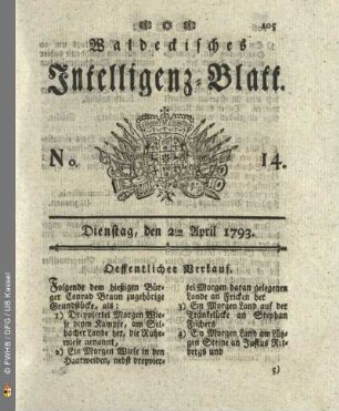 No. 14. Dienstag, den 2ten April 1793