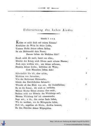 Übersetzung des hohen Liedes.