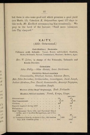 97-102, Kaity (Addr. Ootacamund, with several out-stations)