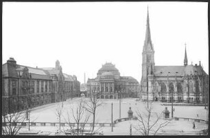 Chemnitz. Königsplatz, Museum, Neues Theater, Petrikirche