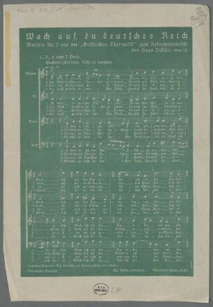 Geistliche Chormusik, Excerpts, Coro, op.12,3, LüdD p.442 - BSB Mus.N. 119,51 : [caption title:] Wach auf, du deutsches Reich
