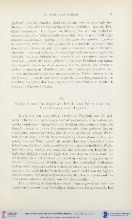 IV. Subjekt und Prädikat als Inhalt und Form und als Anschauung und Begriff