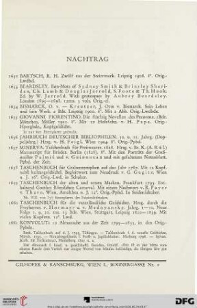 Nachtrag (Nr. 1652-1666)
