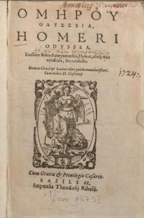 Homeru Odysseia, = Homeri Odyssea