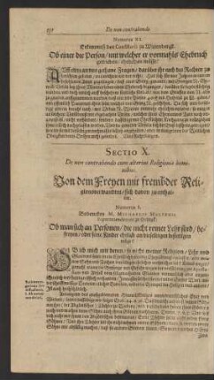 Sectio X. De non contrahendo cum alterius Religionis hominibus. Von dem Freyen mit frembder Religionsverwandten/ sich davon zu enthalten.