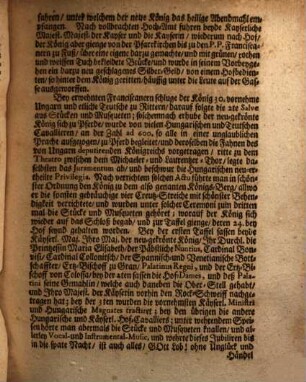 Relation Von Der am 9. Decembr. 1687. beschehenen Königlichen Crönung zu Preßburg