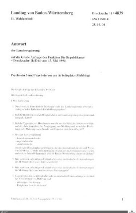 Anfrage der Republikaner: Mobbing