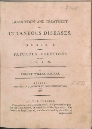 Order 1: Papulous Eruptions On The Skin