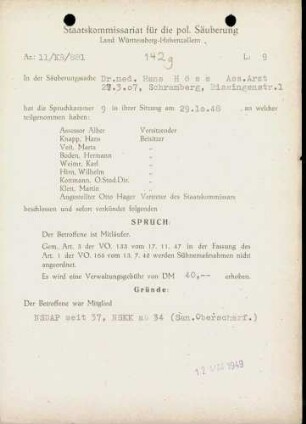 Höss, Hans, Dr.