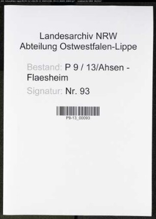 Sterberegister Standesamt Ahsen-Flaesheim