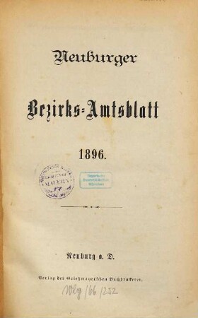 Neuburger Bezirks-Amtsblatt. 1896