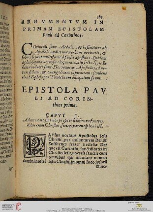 Epistola Pauli Ad Corinthios prima
