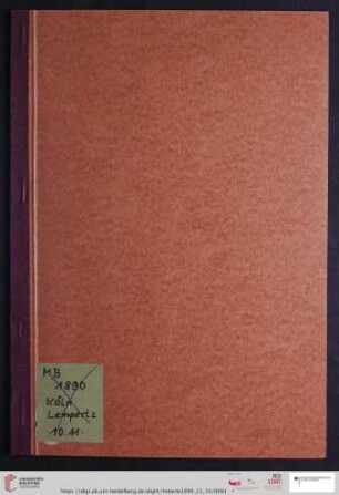 Versteigerung zu Köln / J. M. Heberle (H. Lempertz' Söhne): Katalog der reichhaltigen und ausgewählten Freiherrlich von Bodeck-Ellgau'schen Gemälde-Galerie auf Schloss Heidenfeld in Bayern : Gemälde der deutschen, vlämischen, niederländischen, italienischen etc. Schulen des XV.-XVIII. Jahrh. : Versteigerung zu Köln erbtheilungshalber den 10. November 1890