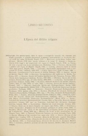 Libro secondo. L'Epoca del diritto volgare