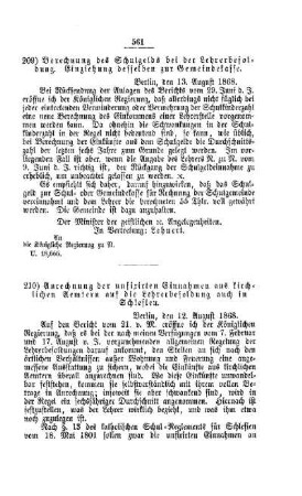 Berechnung des Schulgelds bei der Lehrerbesoldung. Einziehung desselben zur Gemeindekasse : [V. Elementarschulwesen]