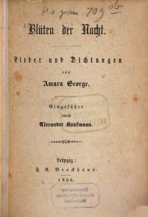 Blüten der Nacht : Lieder und Dichtungen
