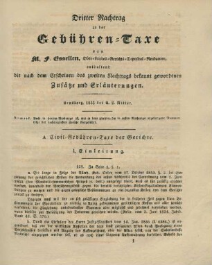 Dritter Nachtrag zu der Gebühren-Taxe ...