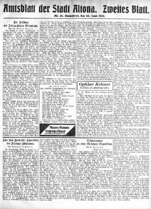 Nummer 25. Zweites Blatt. : Sonnabend, den 20. Juni 1925